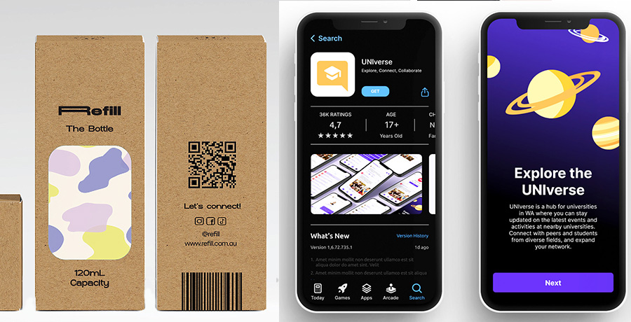 UX and Graphic Design student work Jack Hockey and Jemma Cook