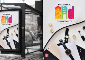 Branding concept on a bus stop sign. 